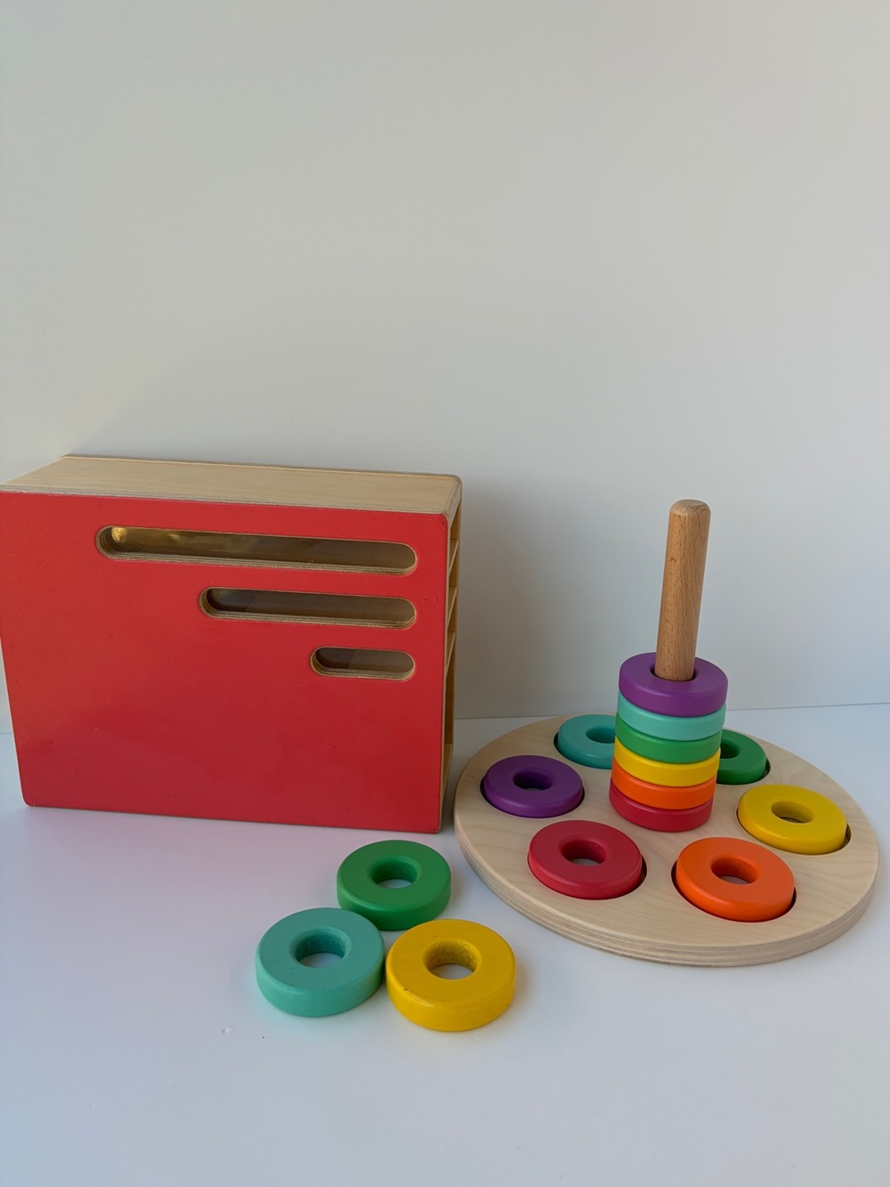 Lovevery Wooden Ring Flexible Stacker and Count & Slide Chute - Babbler Realist
